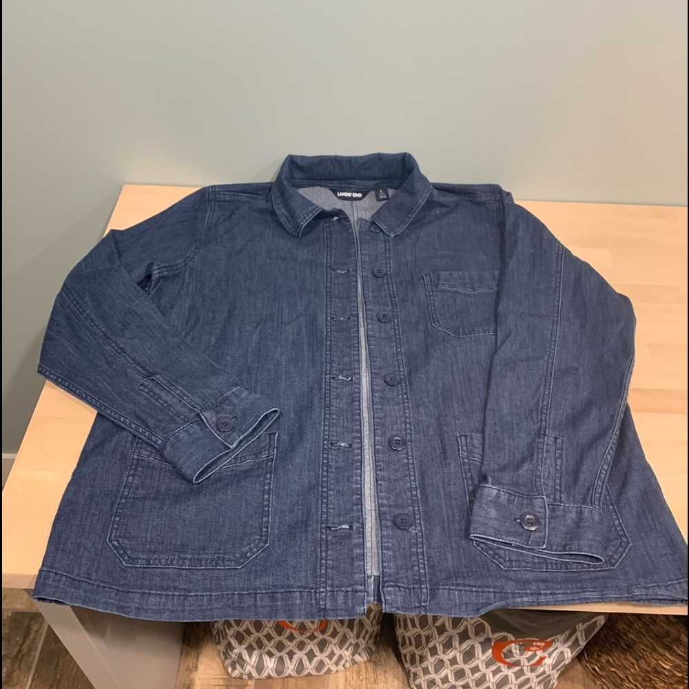 LANDS’END DENIM SHIRT JACKET L